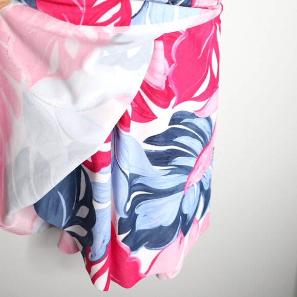 Stella Parker One Piece Skirted Swimsuit Floral Wrap Pink Blue Modest Pool Beach - Picture 11 of 13